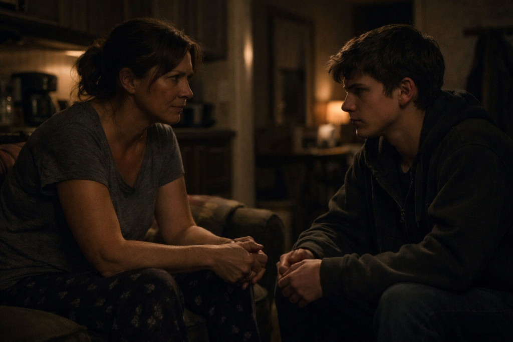 A TEACHER AND STUDENT TALKIN TO ONE ANOTHER AT HER HOME.